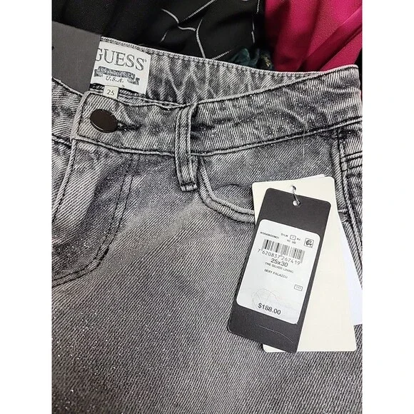 Guess Women's Mid-Rise Sexy Palazzo Shimmer Gray Jeans 25W x 30L - NEW - Picture 6 of 12